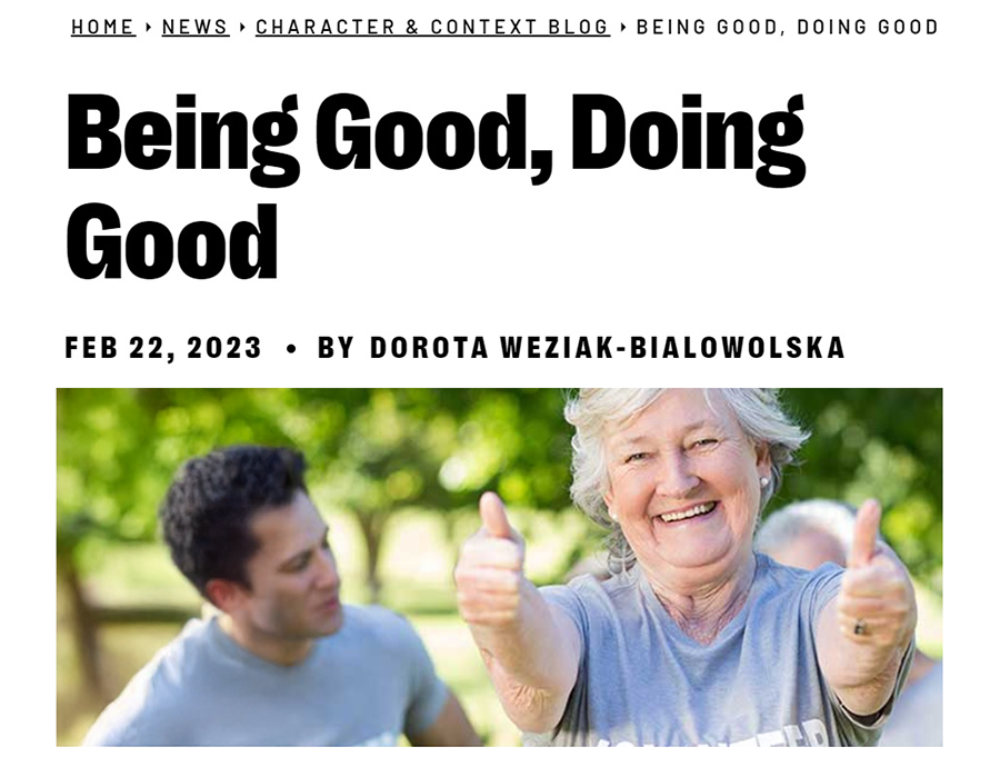 Being Good, Doing Good [streszczenie badań prof. Doroty Węziak-Białowolskiej]