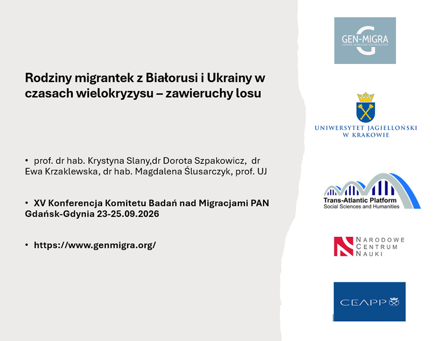 XV konferencja Komitetu Badań nad Migracjami PAN. Rodziny migrantek z Białorusi i Ukrainy w czasach wielokryzysu
